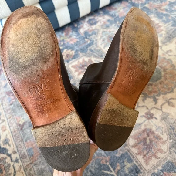 Frye Paige Buckle Riding brown leather boots sz 8.5 - Picture 10 of 12